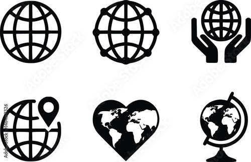 Global Connection Striking World Hands Solutions Navigating Earth Care Vector Icons