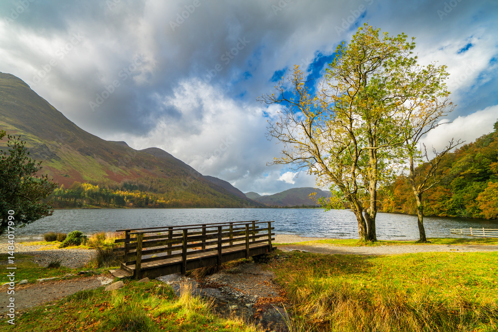 Buttermere shore and the Walk path in the Lake District, UK