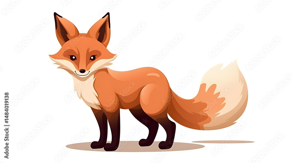 Obraz premium Professional Fox Cartoon Vector Illustration on Isolated White Background