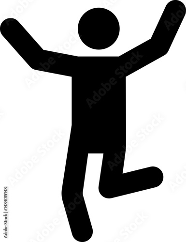 Black pictogram of a man jumping for joy
