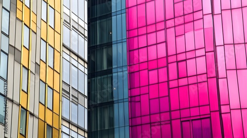 Wallpaper Mural Abstract Modern Building Facade Geometric Design Gold Pink and Glass Windows Torontodigital.ca
