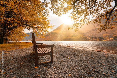 Obraz na płótnie Buttermere lake in Lake District in autumn season. England. UK w salonie