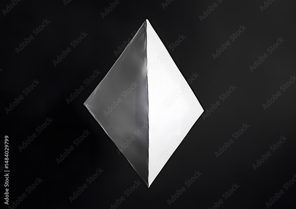 Fototapeta premium 85. Floating white triangle on black