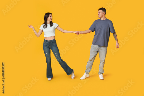 Happy young couple dancing ...