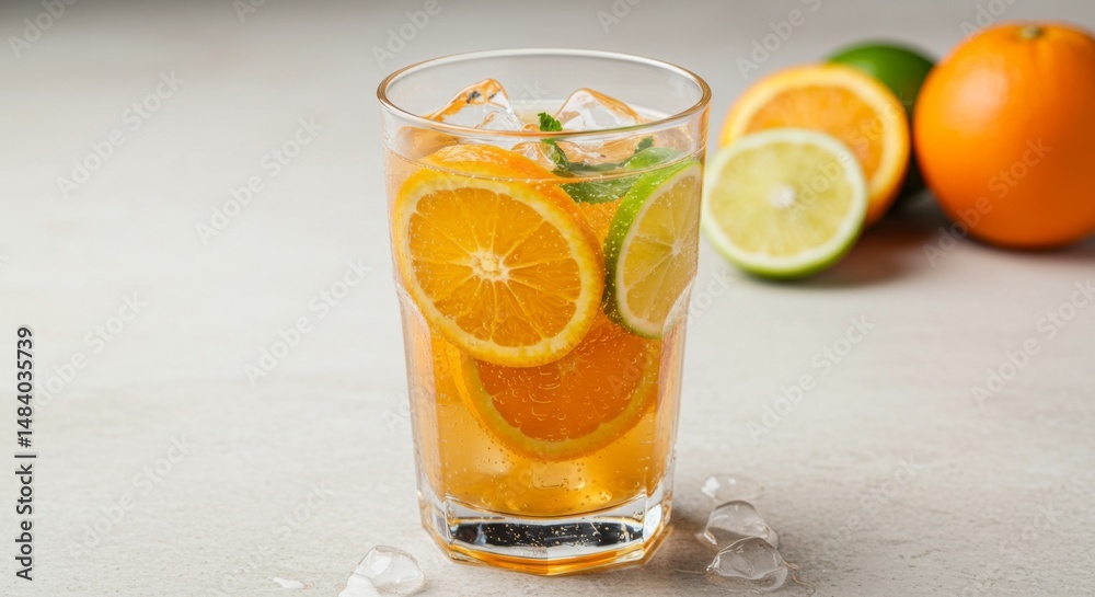 Refreshing Citrus Drink with Ice and Mint Refreshing Citrus Drink with Ice and Mint