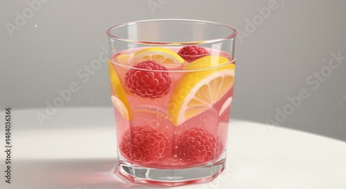 Wallpaper Mural Refreshing Raspberry Lemon Drink in Glass Torontodigital.ca