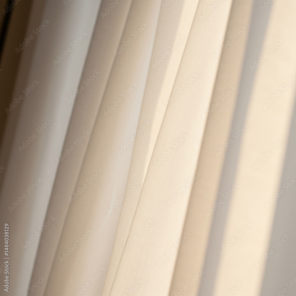Obraz premium Cream Beige Curtains with Soft Sunlight Texture