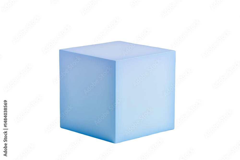 Fototapeta premium Light Blue Cube On Transparent Background