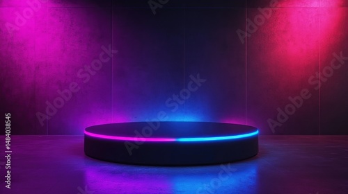 abstract backgound video game of esports scifi gaming cyberpunk, vr virtual reality simulation and metaverse, scene stand pedestal stage, 3d illustration rendering
