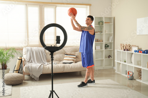 Sporty happy basketball pla...