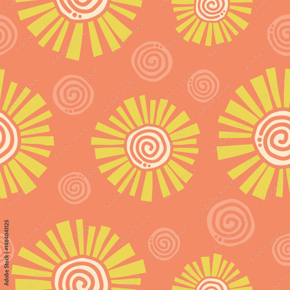 Fototapeta premium Cute sun pattern background vector design