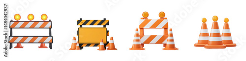 Construction barriers and traffic cones collection