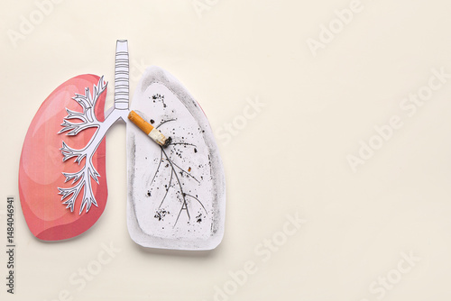 Paper lungs with cigarette ...