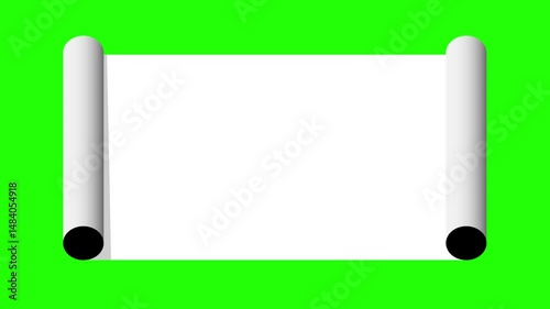 Animated Vintage Paper Scroll Banner or Ancient Map Rolling Unfolding Motion Graphic with Green Screen Background for Video Editing, Historical Projects, Storytelling Visuals, and Educational Content
