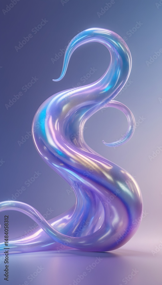 Obraz premium Fluid Dynamics: A mesmerizing display of dynamic form, rendered in shimmering, iridescent hues that evoke a sense of movement and energy. This image.