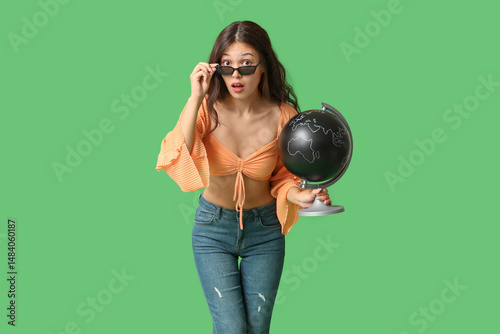 Surprised young Asian woman...