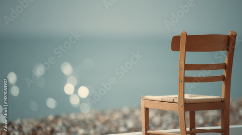 solitary chair on serene beach representing loneliness and longing