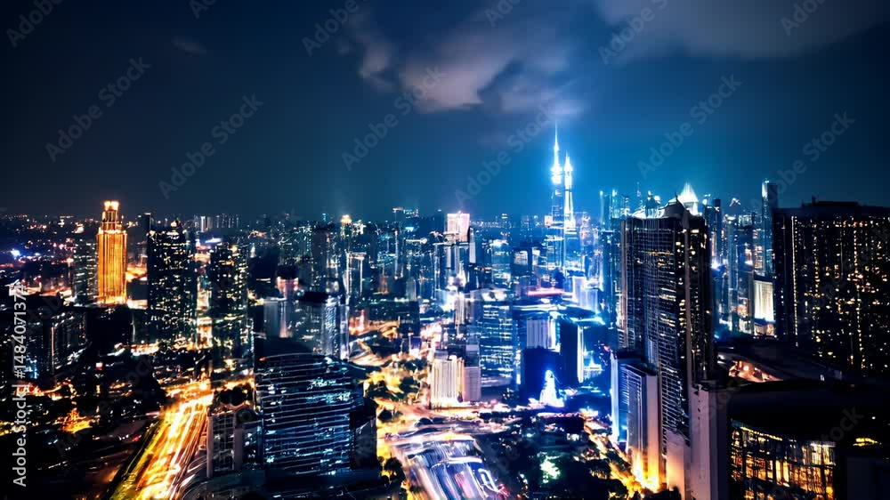 custom made wallpaper toronto digitalNight cityscape with vibrant skyline.