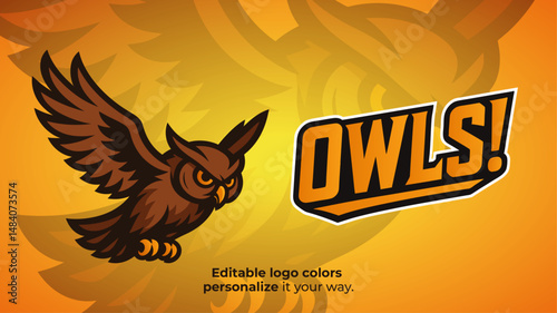 Flying Owl Mascot Logo – Tactical Stylized Bird in Flight Vector for E-Sport and Fantasy Gaming Teams
