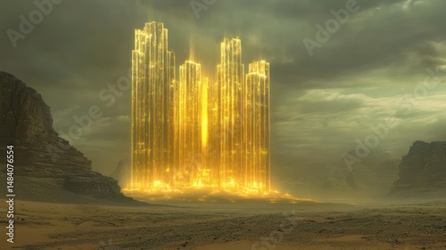 Golden City in the Desert: A Futuristic Oasis
