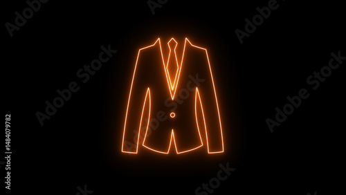 Elections suit icon in neon style. Graphic flat design drawing man formal suit logo, label, template, flyer, sticker, card, symbol. Shirt man clothes neon light sign vector.	