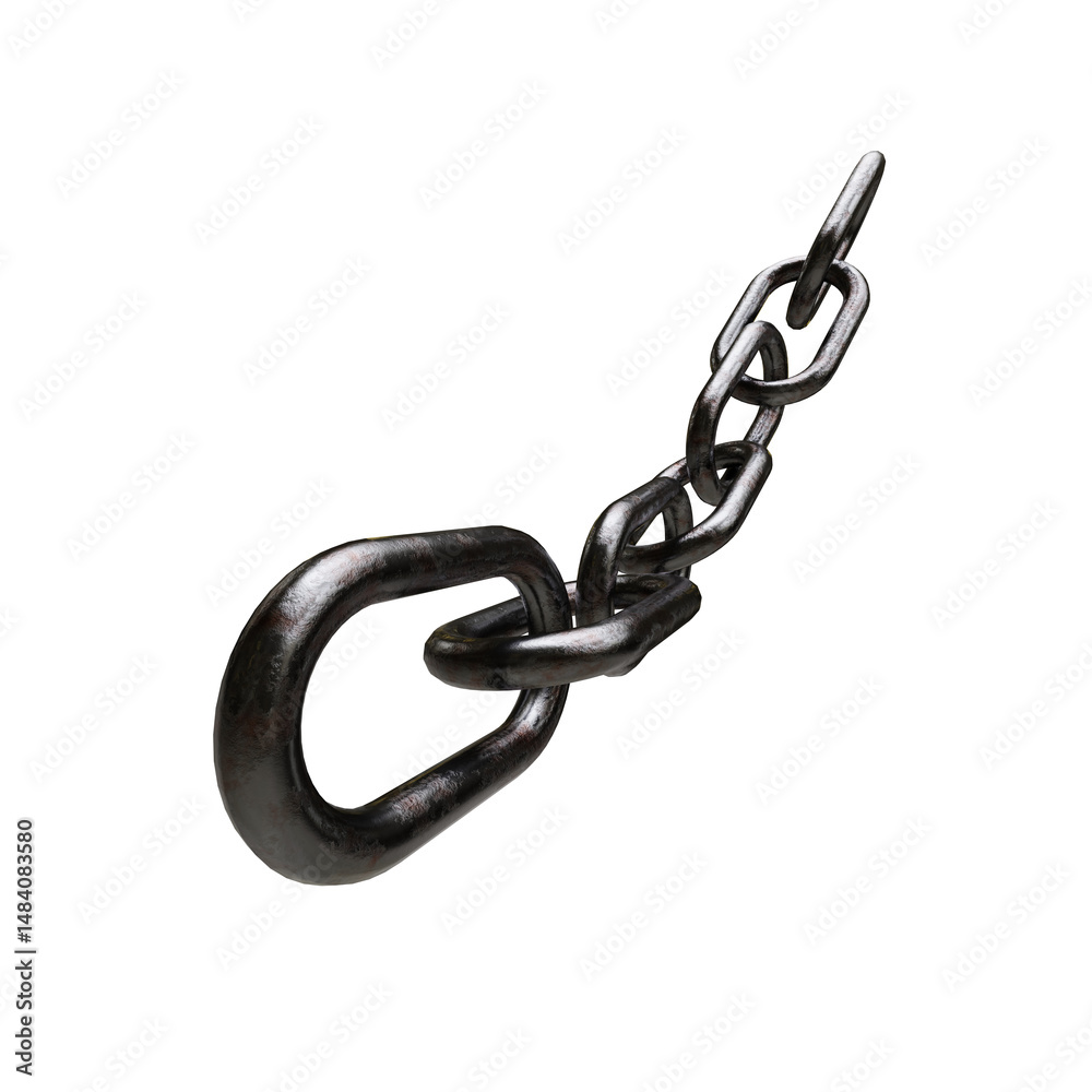 Obraz premium rusted metal chain link on transparent background