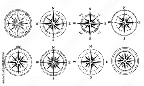 Nautical Navigation: A Collection of Compass Rose Variations