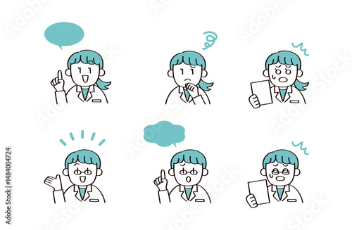 白衣の人のイラストセット
