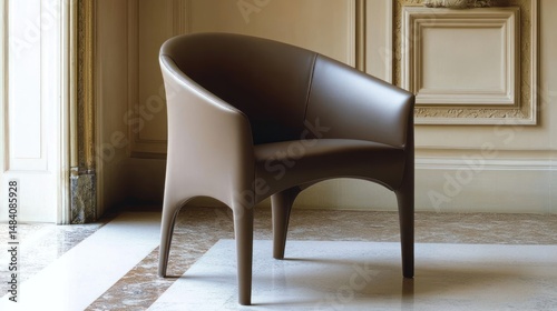 A modern minimalist chair in a sleek, contemporary setting, with clean lines and neutral tones. --chaos 15 --ar 16:9 --style raw --v 6.1 Job ID: 07f3c34d-a640-4146-9329-461e35ce2f00