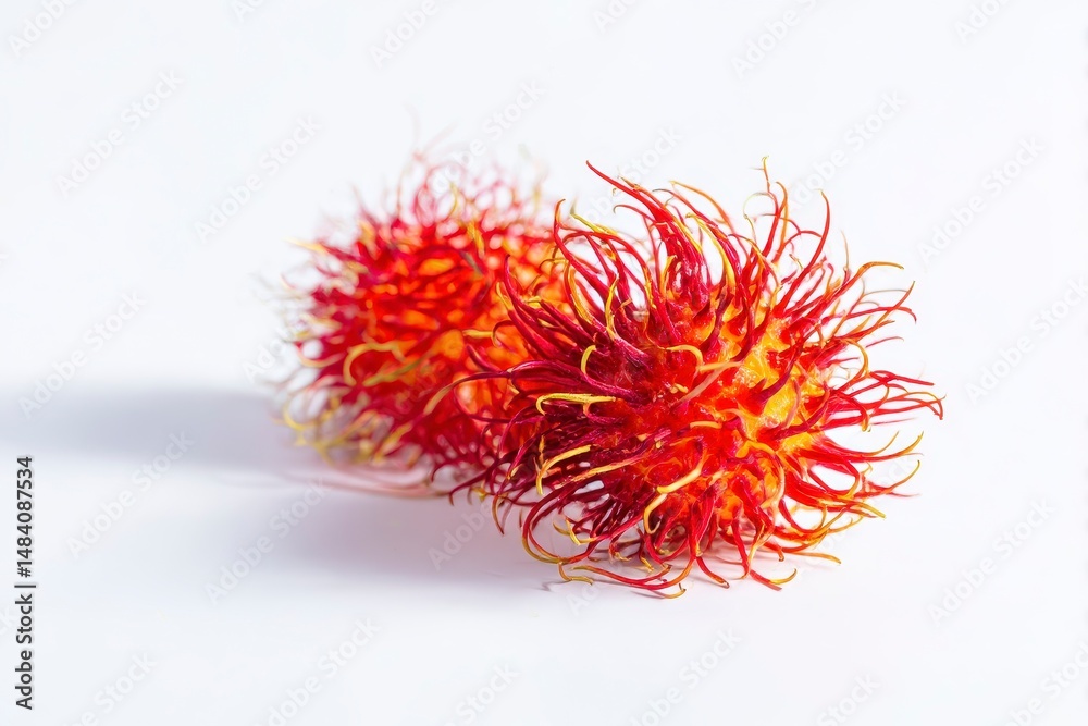 Delicious ripe rambutans isolated on white. Exotic fruit
