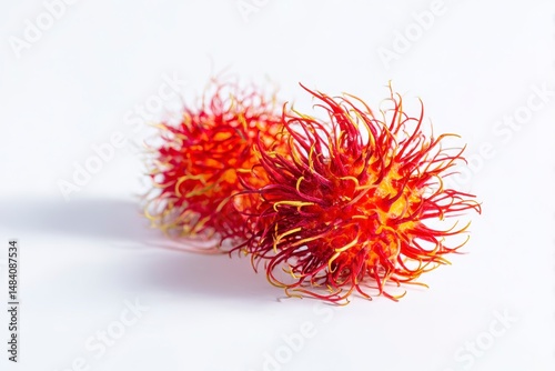 Obraz na płótnie Delicious ripe rambutans isolated on white. Exotic fruit w salonie