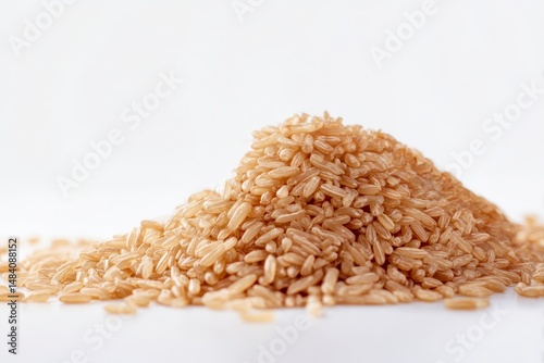 Obraz na płótnie Pile of brown rice on white background w salonie