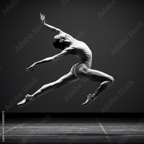 Monochrome Ballet Leap: Grace in Motion