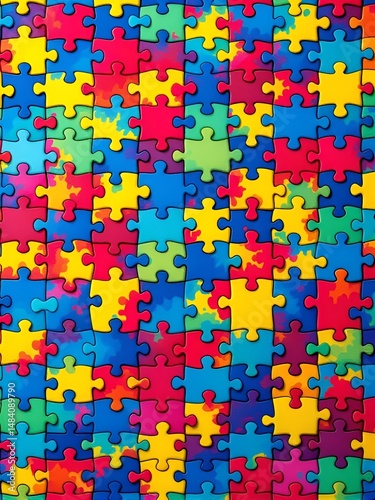 Colorful Jigsaw Puzzle Representing Autism Awareness and Inclusion