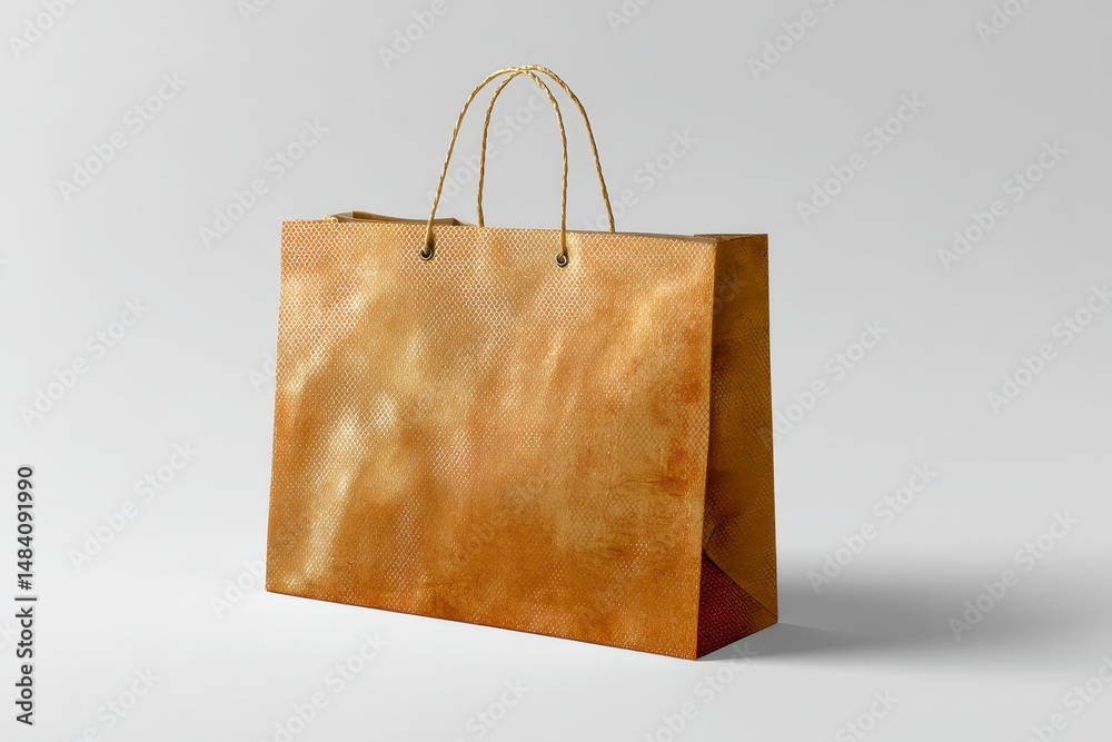 Mockup of a package with handles made of metallized cardboard, without logo