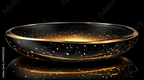 Elegant Black Gold Bowl With Sparkling Glitter