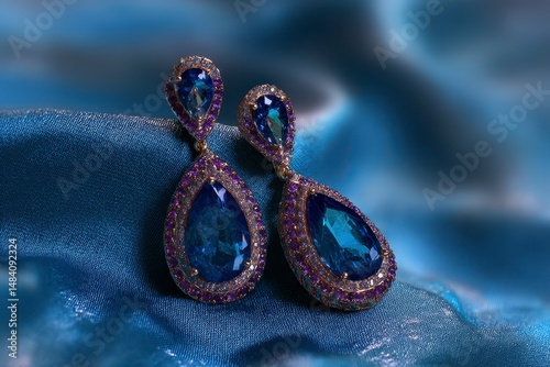 Beautiful jewelry earrings with precious stones