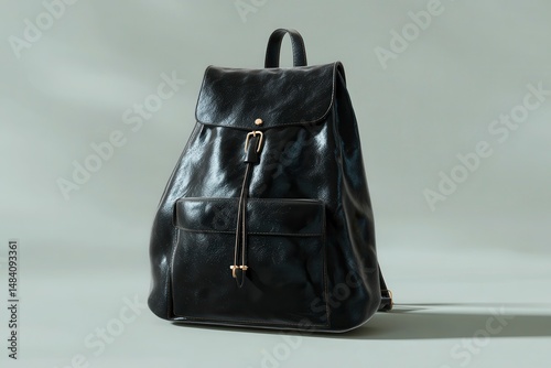 Obraz na płótnie Black female leather urban backpack mockup w salonie