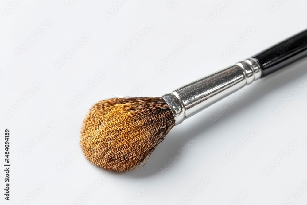 Professional makeup brush closeup isolated on white background. Mockup