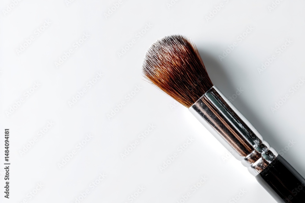 Professional makeup brush closeup isolated on white background. Mockup