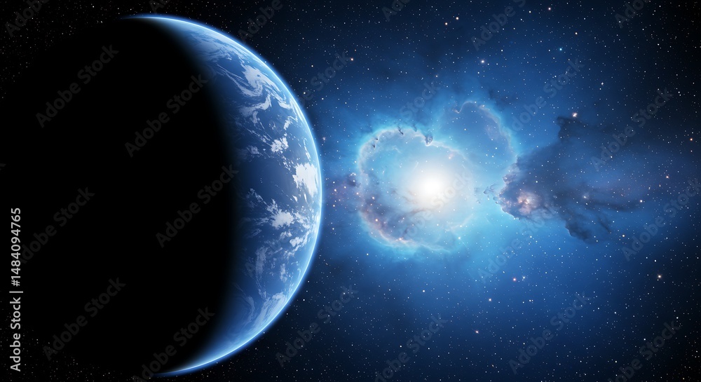 Fototapeta premium Celestial Collision: A 3D Render of Cosmic Energy