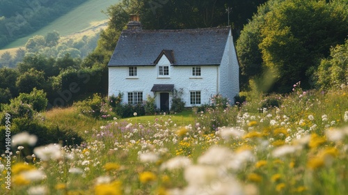 A charming countryside cottage surrounded by wildflowers and rolling hills --ar 16:9 --v 6.1 Job ID: fbfb6096-72df-4745-8086-7173d5acf1a0