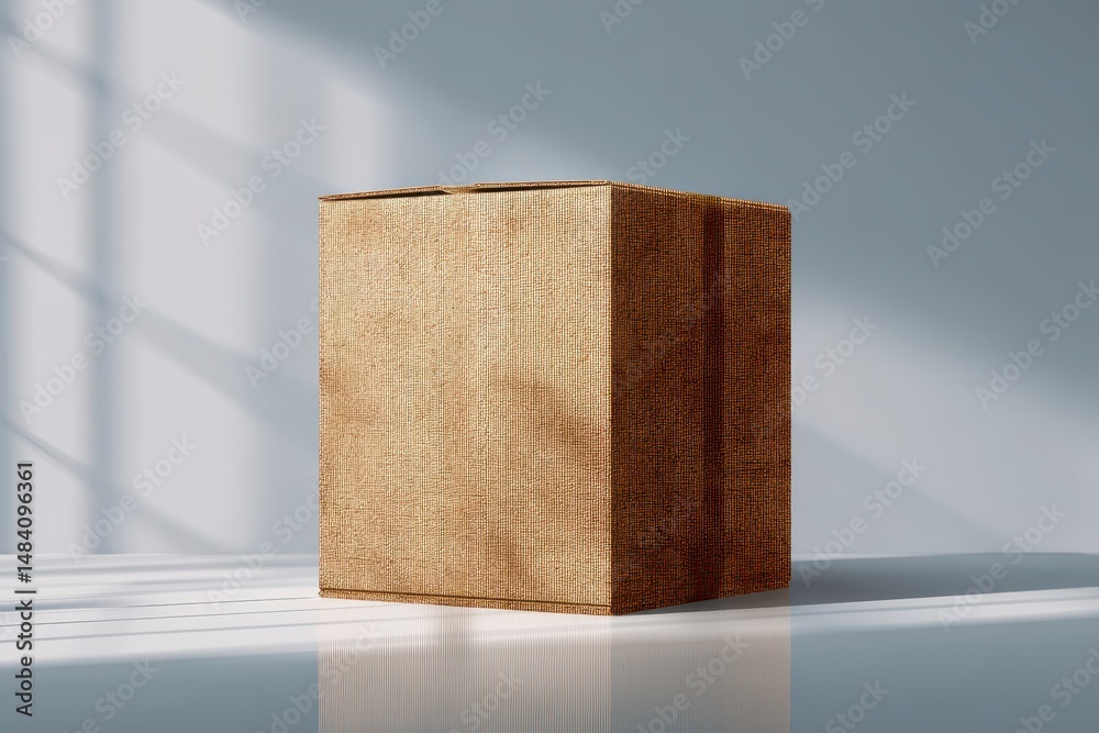 Mockup of a large corrugated cardboard box without logo