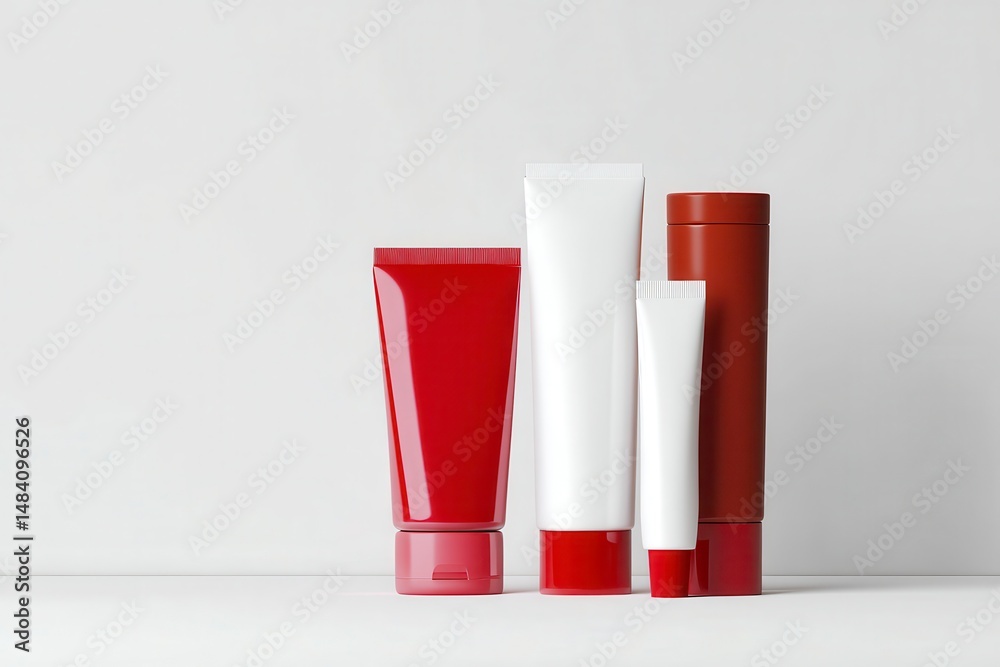 A set of cosmetic tubes. Cosmetics, cream, toothpaste, glue. Mock up isolated on white background