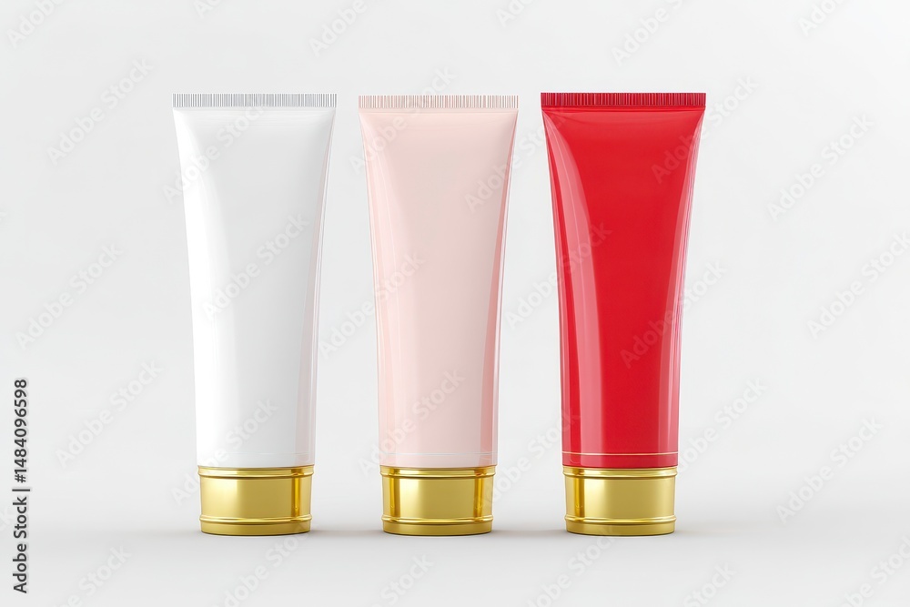 A set of cosmetic tubes. Cosmetics, cream, toothpaste, glue. Mock up isolated on white background