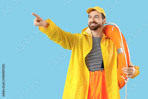 Male sailor with rescue rin...
