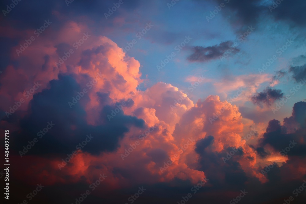 Beautiful cloudy sky at sunset, banner design