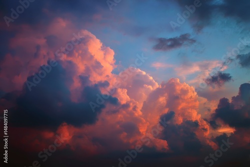 Obraz na płótnie Beautiful cloudy sky at sunset, banner design w salonie