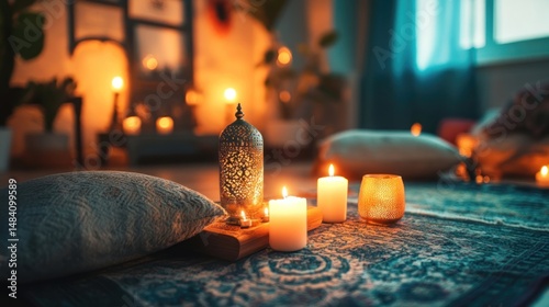 Serene Candlelit Evening in Cozy Home Interior