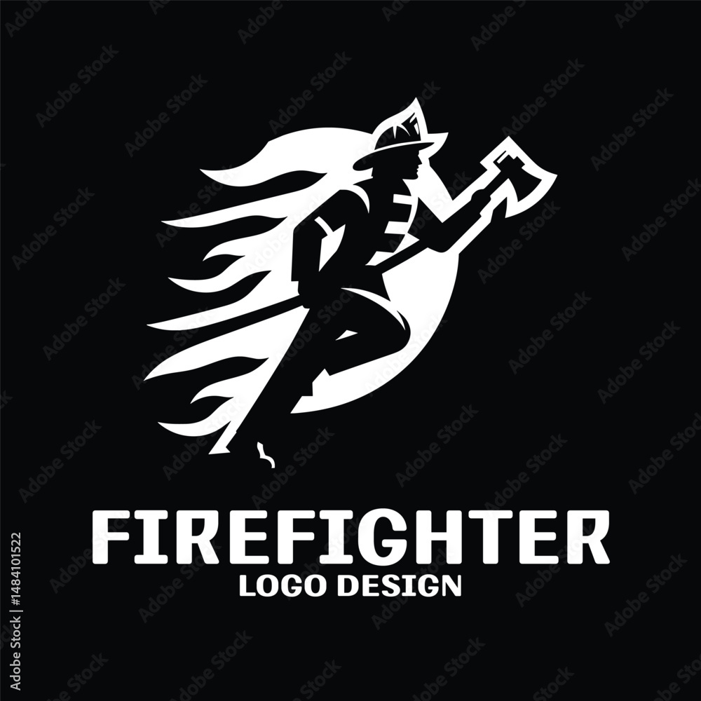 Fototapeta premium Firefighter Vector Logo Design
